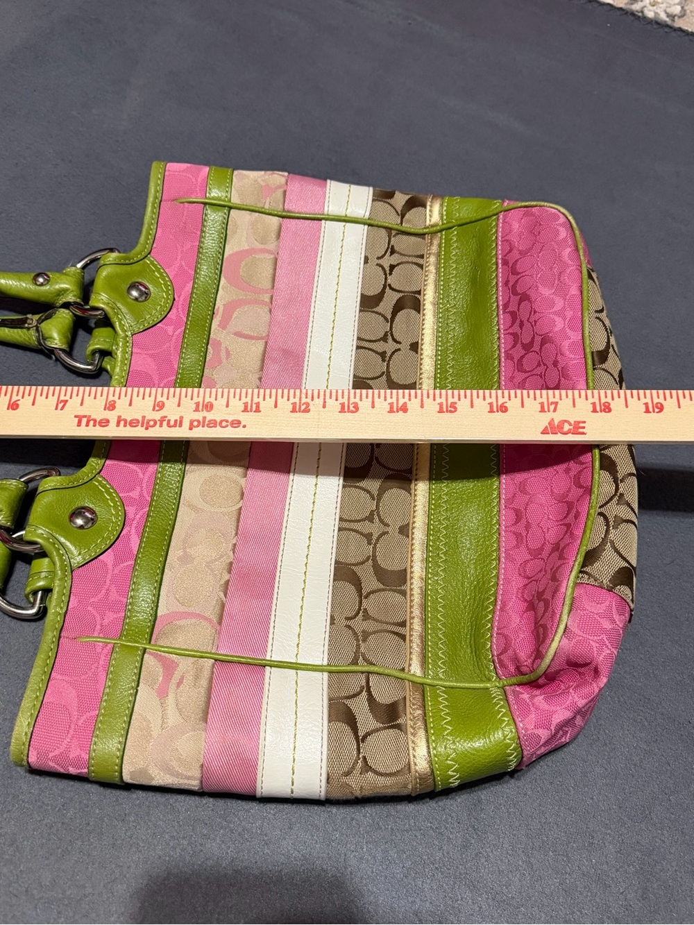Y2K Coach Daisy Bleecker Striped Patchwork Tote Shoulder Bag Purse - Picture 9 of 10